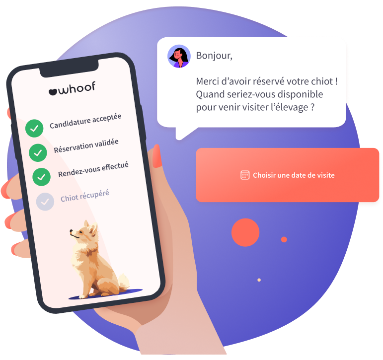 Un smartphone avec les fonctionnalités Whoof inscrites